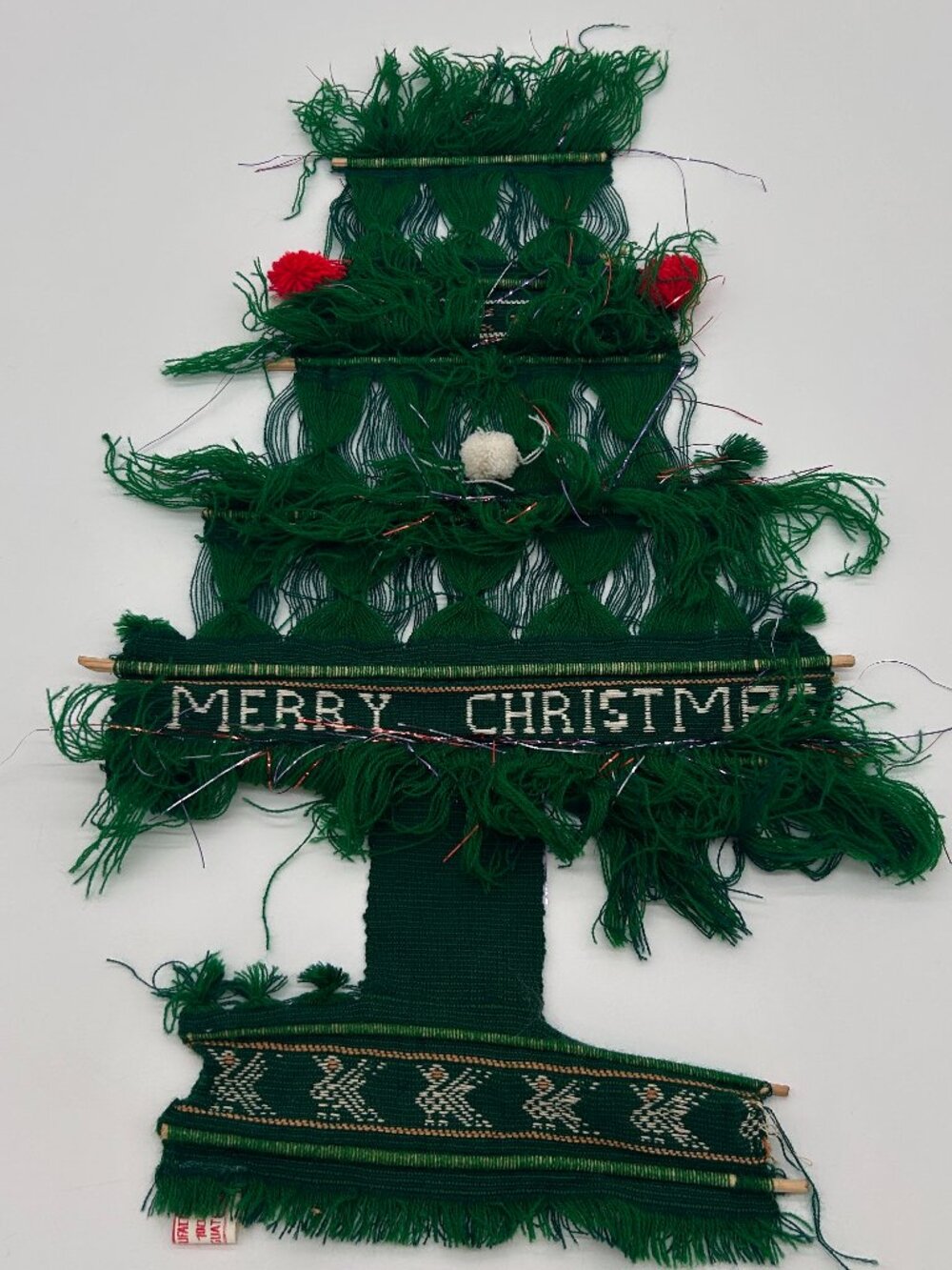 Vintage 1970s 1980s‎ “Kitschmas” Christmas Tree Wall Hanging Tapestry String